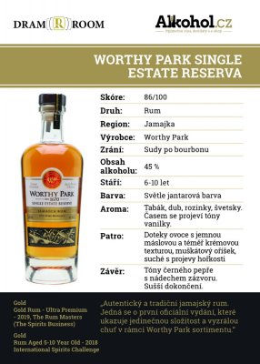 Worthy Park single Estate Reserve 0,04l 45%
