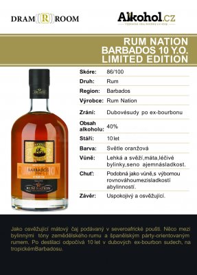 Rum Nation Barbados 10y 0,05l 40% L.E.