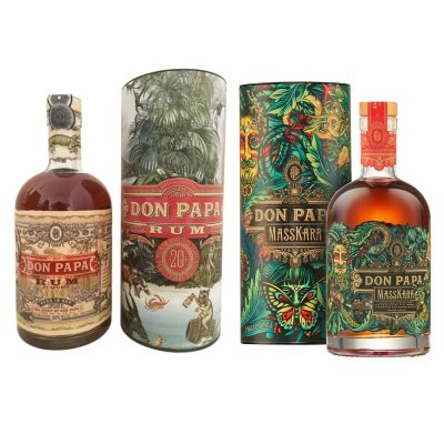 Aukce Don Papa Premium Spirits 20th Anniversary & Masskara 2×0,7l Tuba